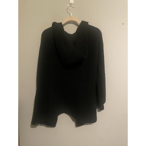 Beryll Long Sleeve Cashmere Blend Hooded Black Cardigan One Size - Picture 8 of 10